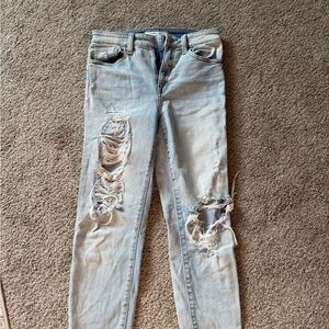 Stylish Light Blue Distressed Women Jeans